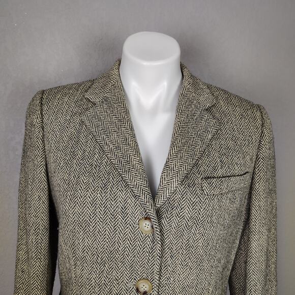 Ralph Lauren Wool Silk Blend Herringbone Blazer Jacket 12P Equestrian Preppy - Picture 8 of 16